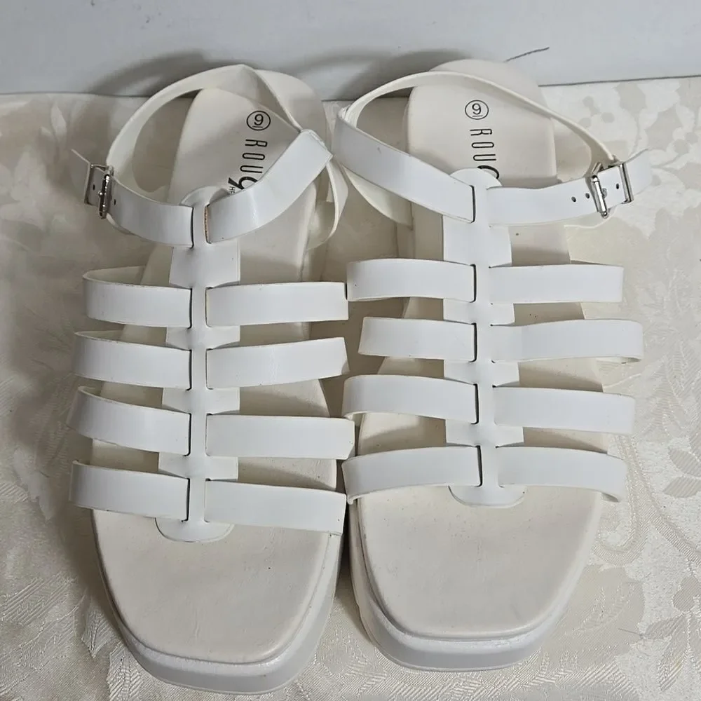 Rouge White Strappy Platform Sandals